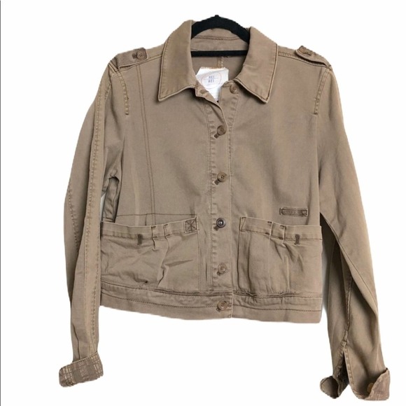 Anthropologie stretch cotton Khaki jacket Sz S - Picture 1 of 7